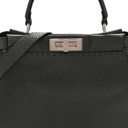 Fendi Cuoio Romano Selleria Bi-Color Medium Peekaboo Iconic Satchel Asfalto Latte 8 of 13
