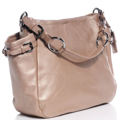 Prada Metallic Soft Calf Two Pocket Hobo Beige 3 of 9