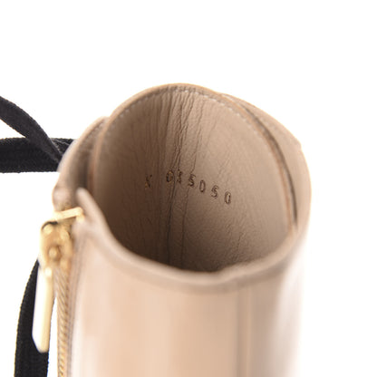 Chanel Patent Calfskin CC Lace Up Short Boots 36 Beige Black 9 of 10