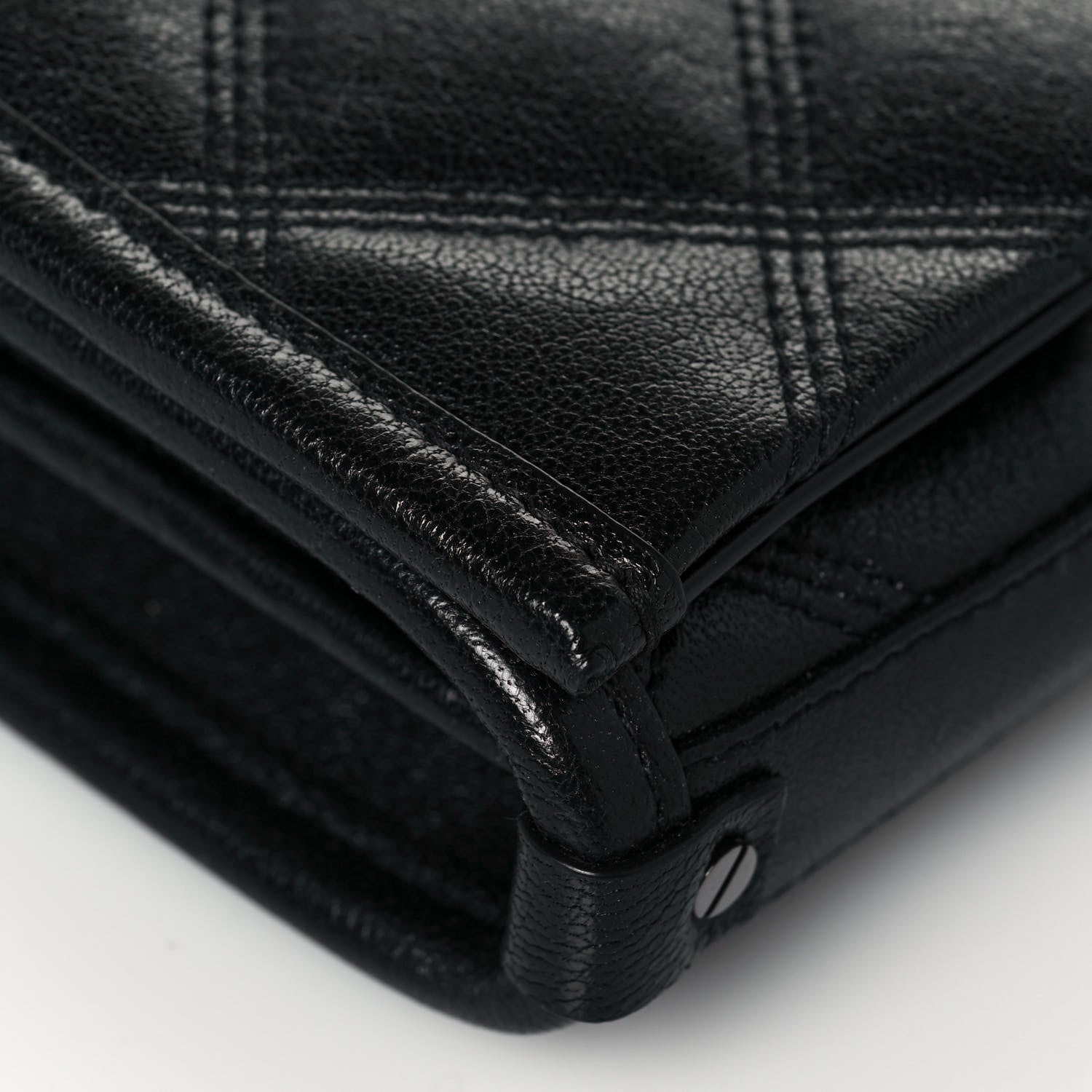 Saint Laurent Lambskin Diamond Quilted Becky Chain Wallet Black 8 of 14
