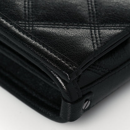 Saint Laurent Lambskin Diamond Quilted Becky Chain Wallet Black 8 of 14