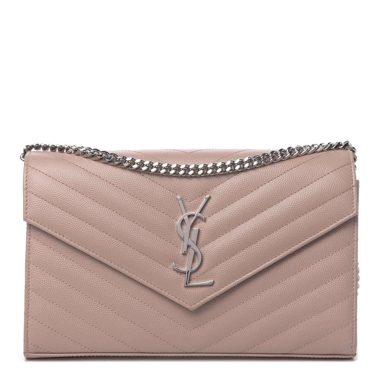 Grain De Poudre Matelasse Chevron Monogram Chain Wallet Pale Pink