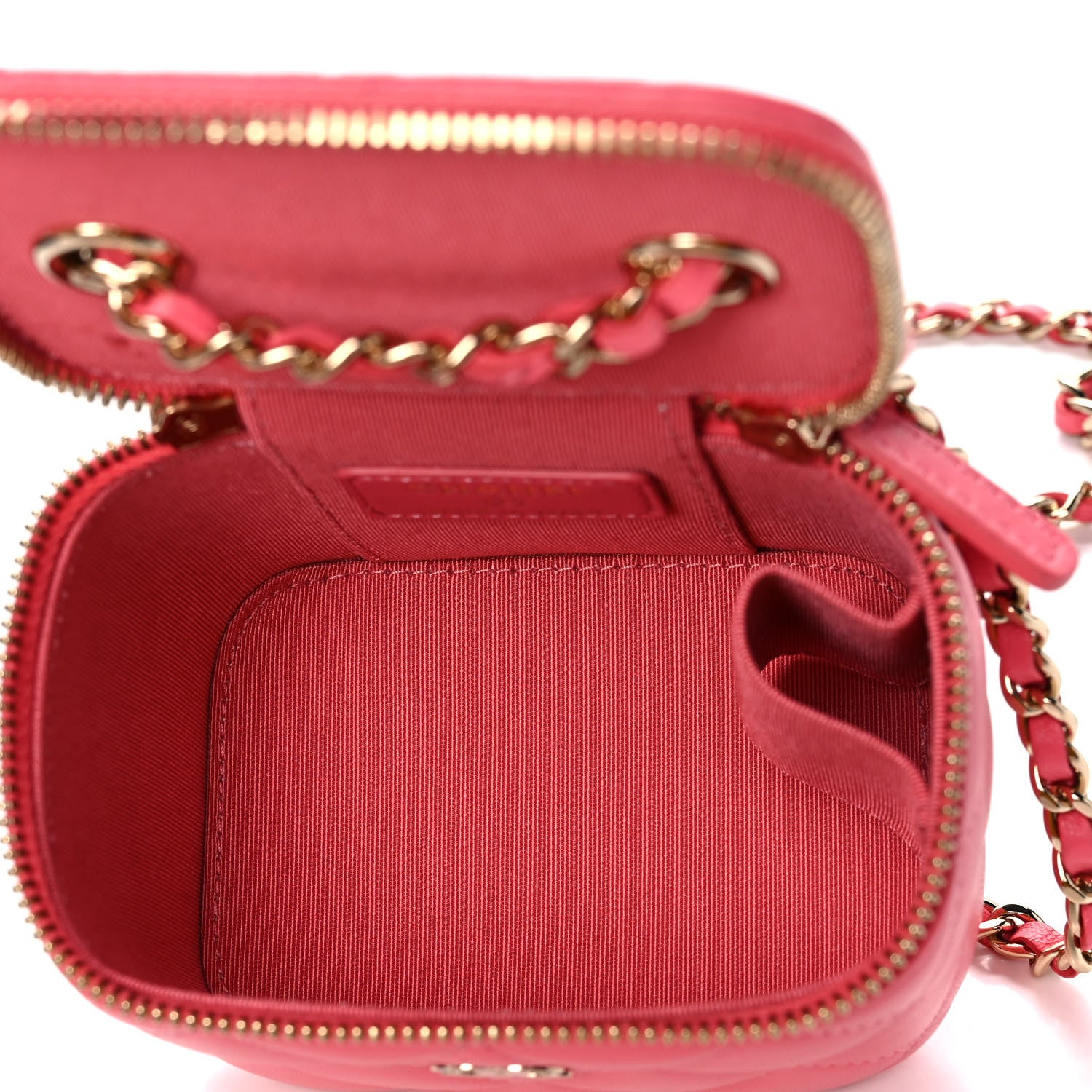 Chanel Lambskin Quilted Mini Vanity Case With Chain Dark Pink 5 of 11