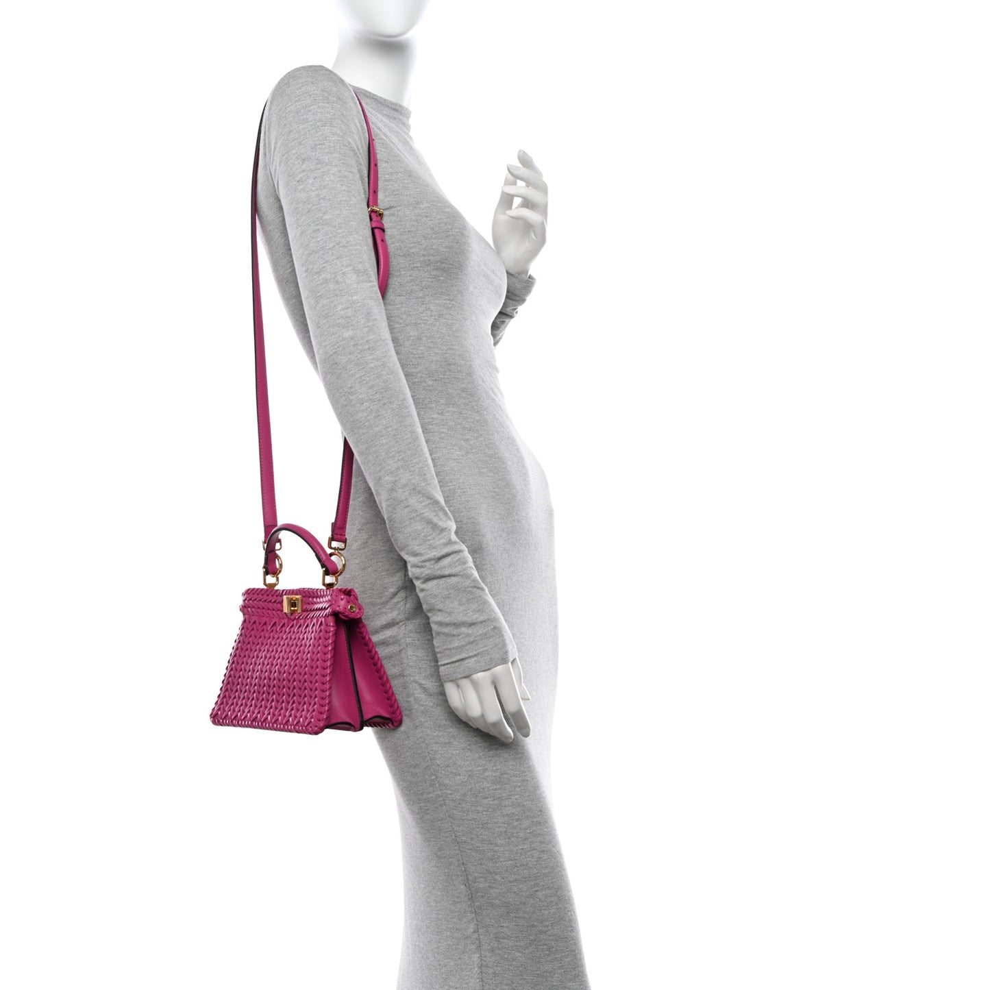 Vitello King Shiny Nappa Intreccio Petite Peekaboo I SEE U Satchel Ciclamino Pilar