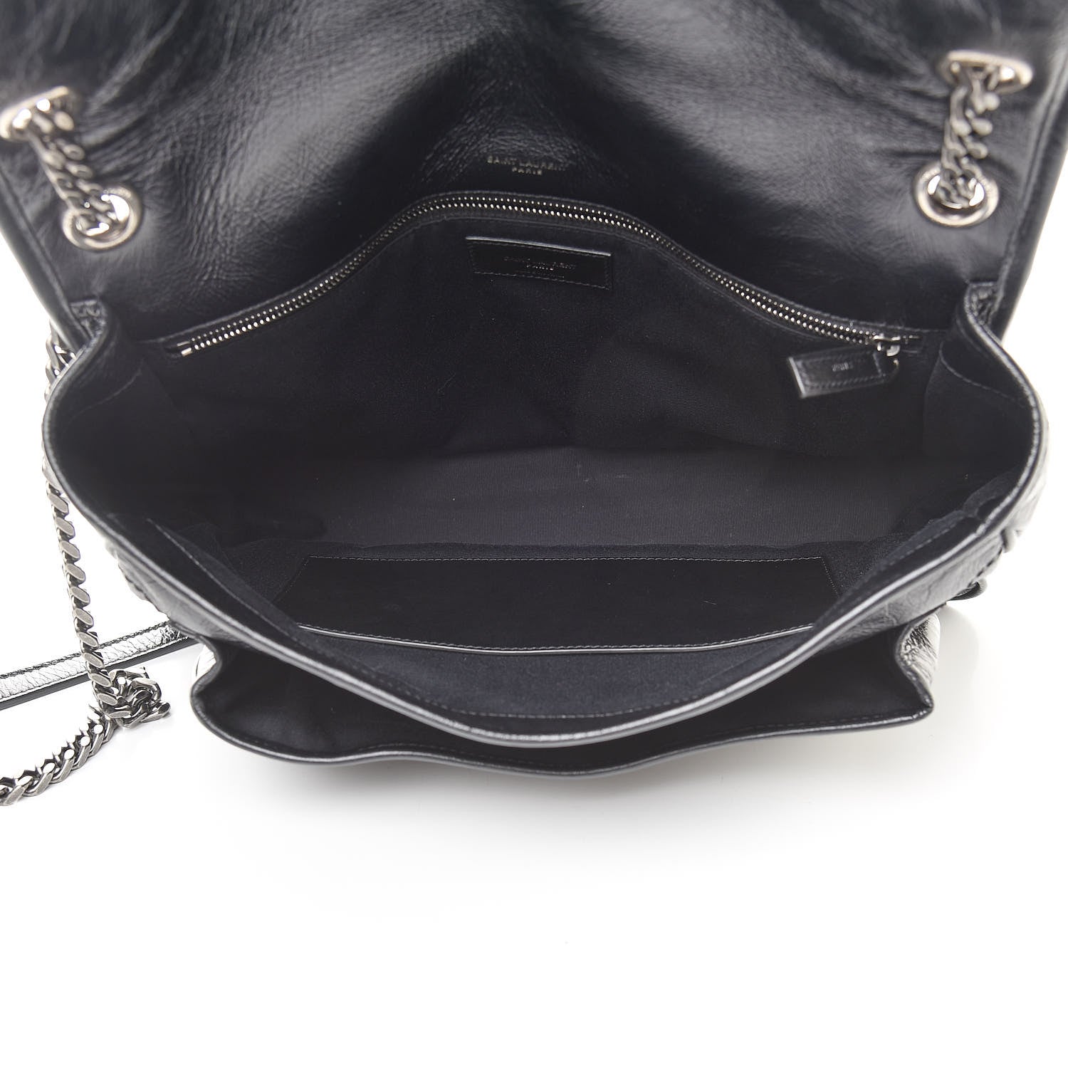 Saint Laurent Crinkled Calfskin Matelasse Monogram Large Niki Chain Satchel Black 5 of 11