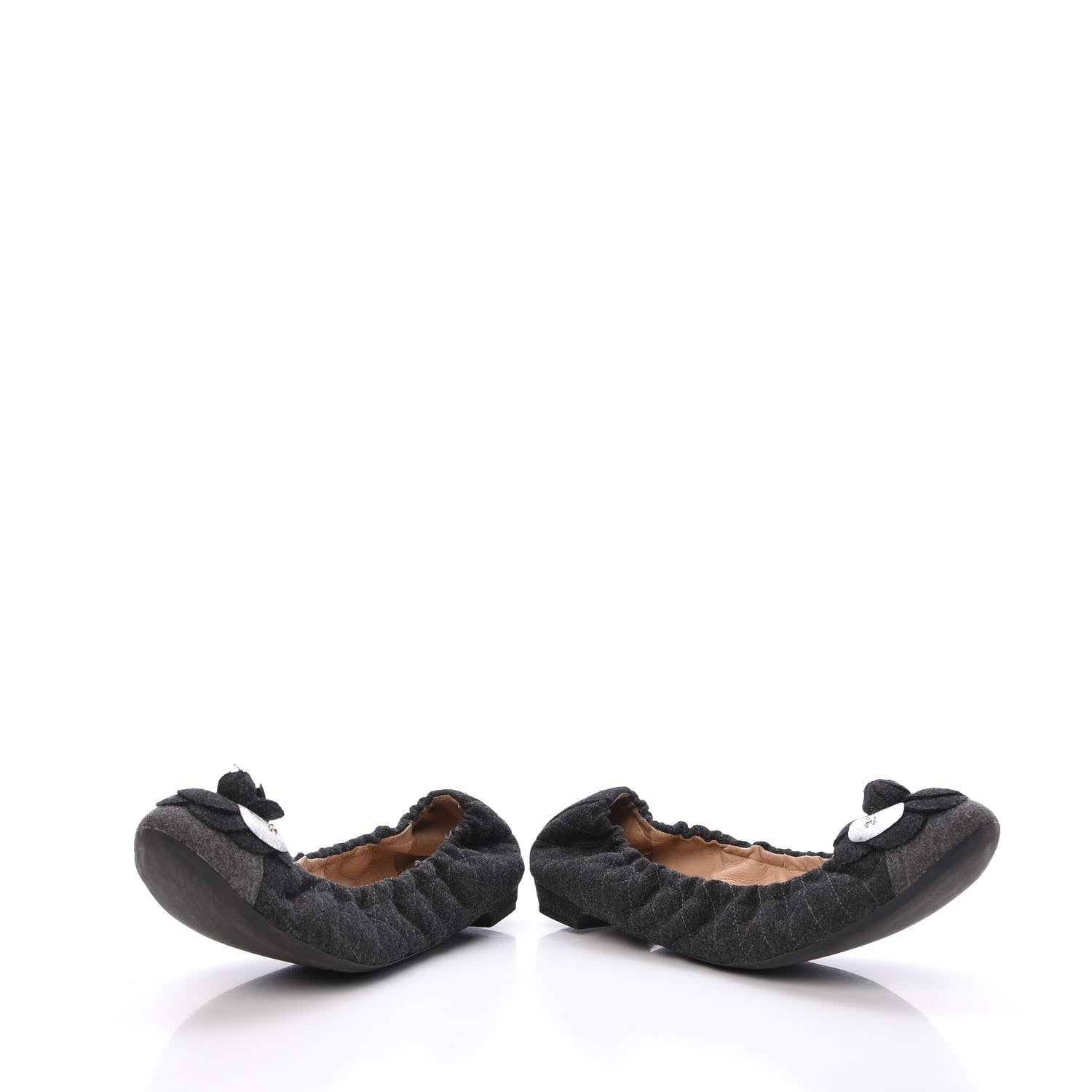 Chanel Tweed Quilted Camellia Cap Toe Ballerina Flats 40.5 Grey 6 of 10