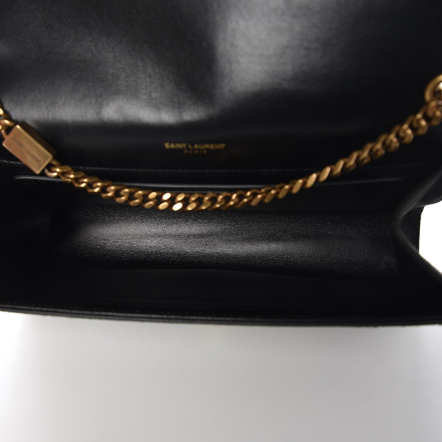 Suede Sequin Medium Monogram Kate Shoulder Bag Black