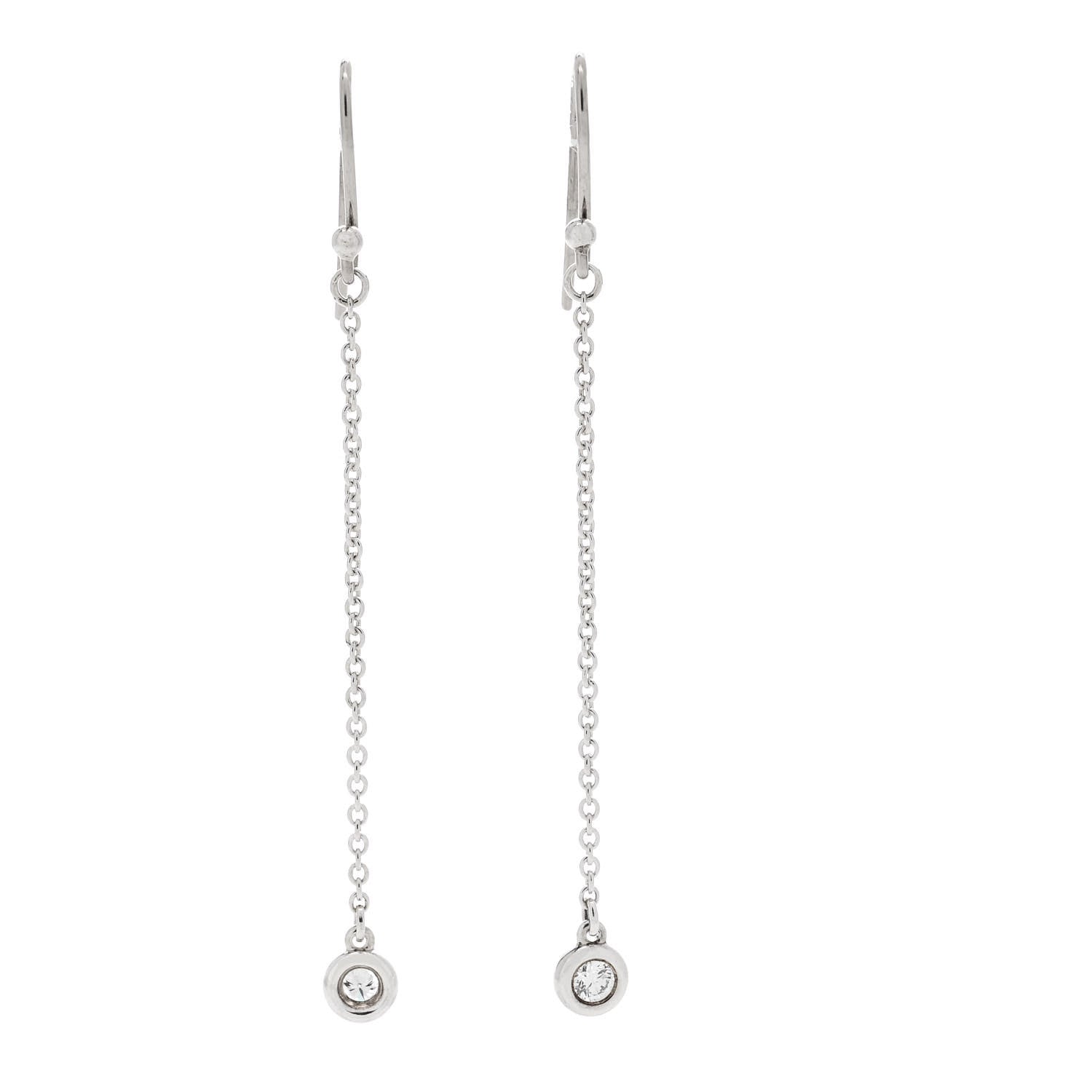 Tiffany Sterling Silver Diamond .10ct Elsa Peretti Diamonds by the Yard Drop Earrings 1 of 3