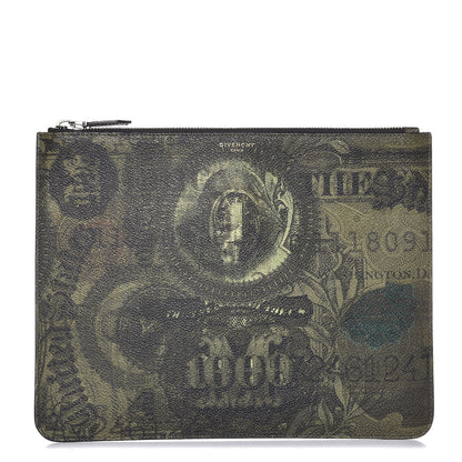 Givenchy Coated Canvas Dollar Print Clutch Green 1 of 8