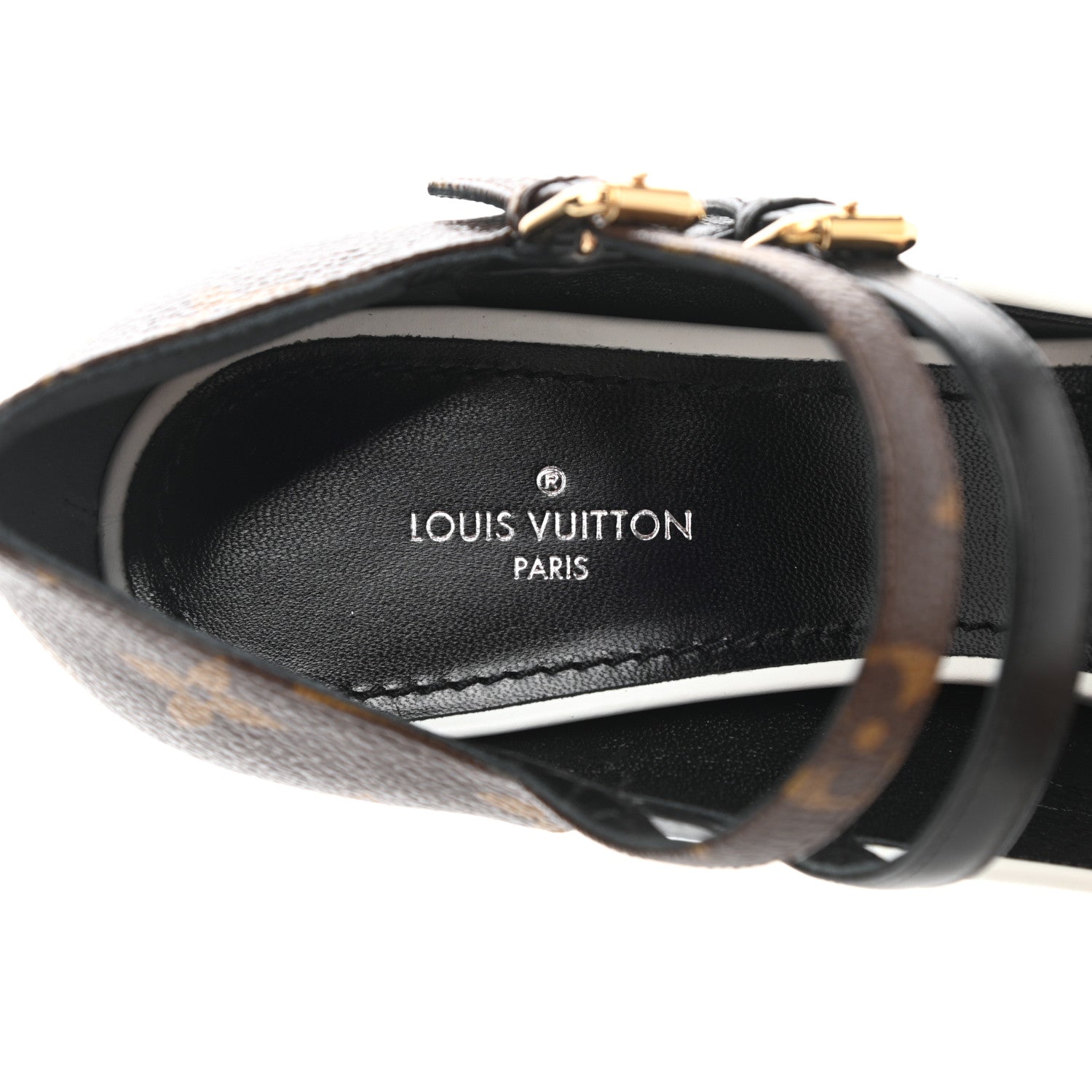 Louis Vuitton Calfskin Monogram Matchmake Strap Pumps 37 Black White 7 of 10
