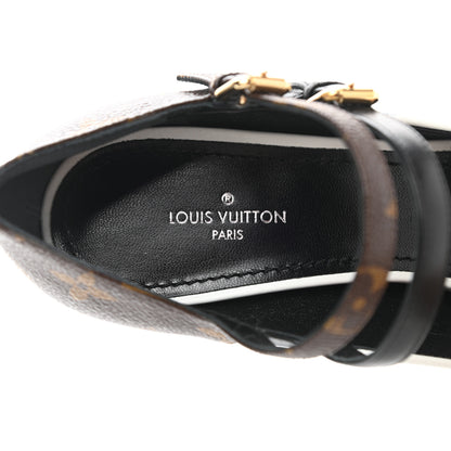 Louis Vuitton Calfskin Monogram Matchmake Strap Pumps 37 Black White 7 of 10