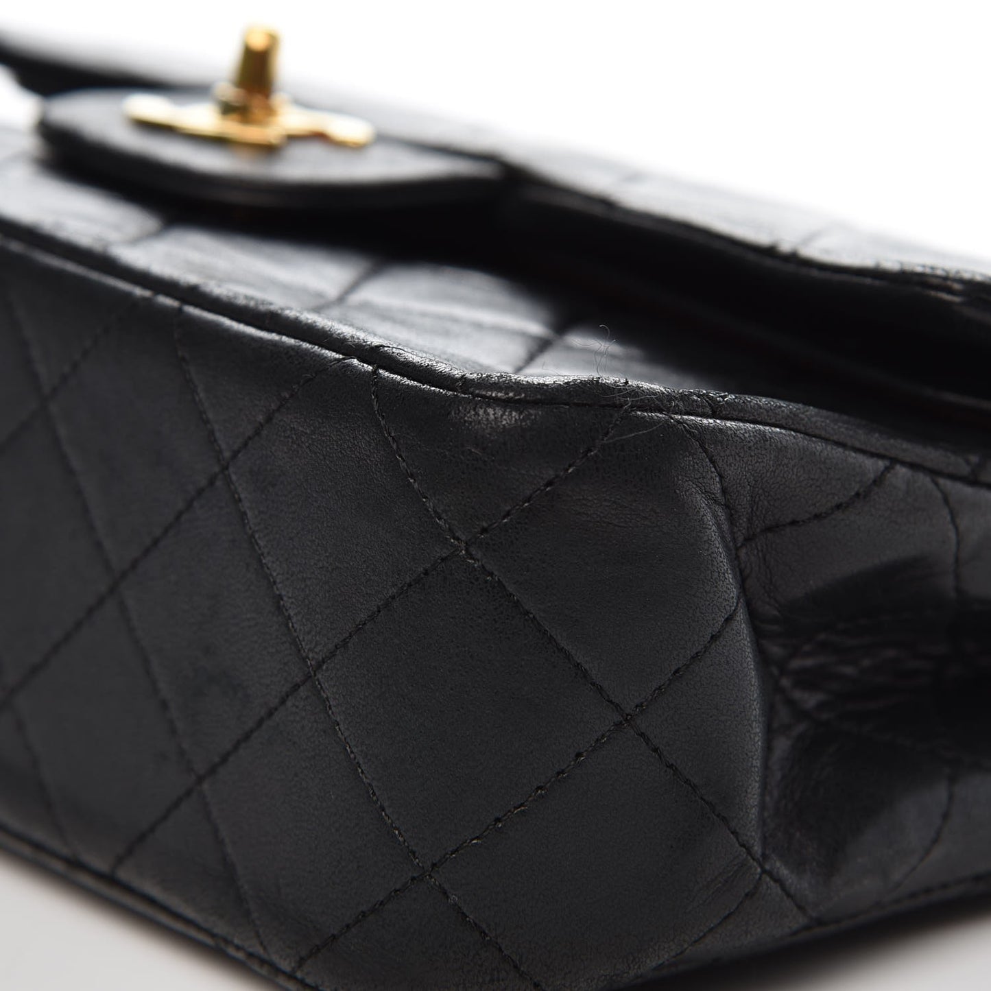 Lambskin Quilted Small Double Flap Black
