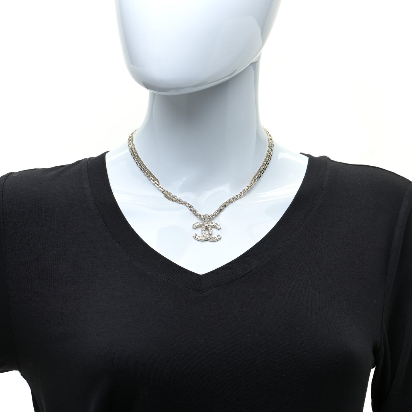Crystal CC Multi Strand Chain Necklace Gold