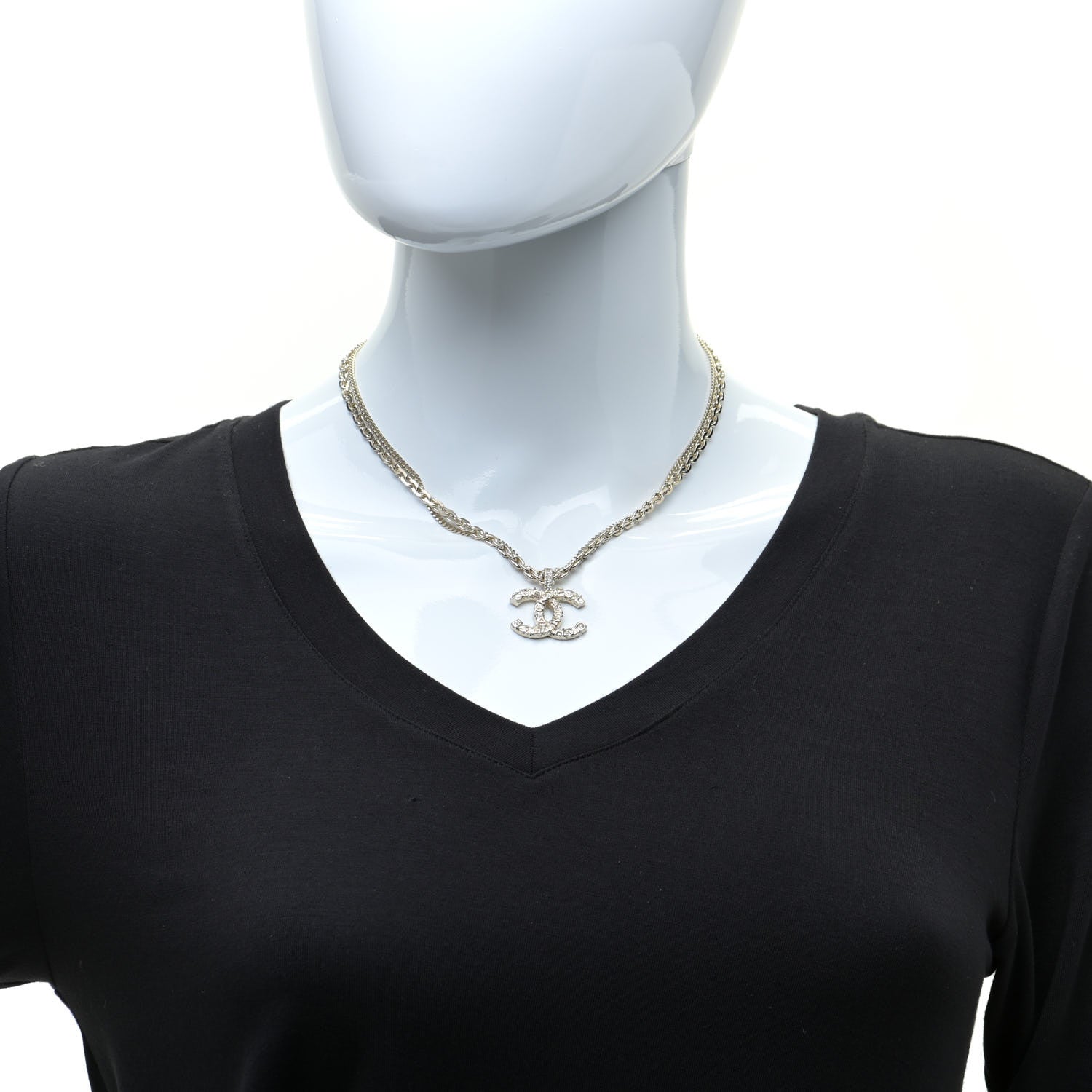 Chanel Crystal CC Multi Strand Chain Necklace Gold 2 of 6