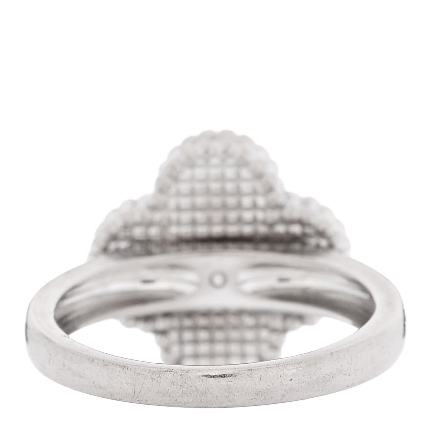 18K White Gold Diamond Mother of Pearl Vintage Alhambra Ring 54 6.75