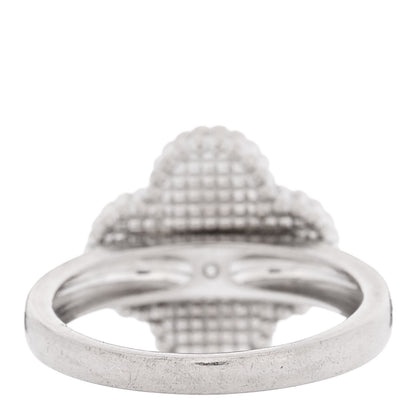 Van Cleef & Arpels 18K White Gold Diamond Mother of Pearl Vintage Alhambra Ring 54 6.75 4 of 5