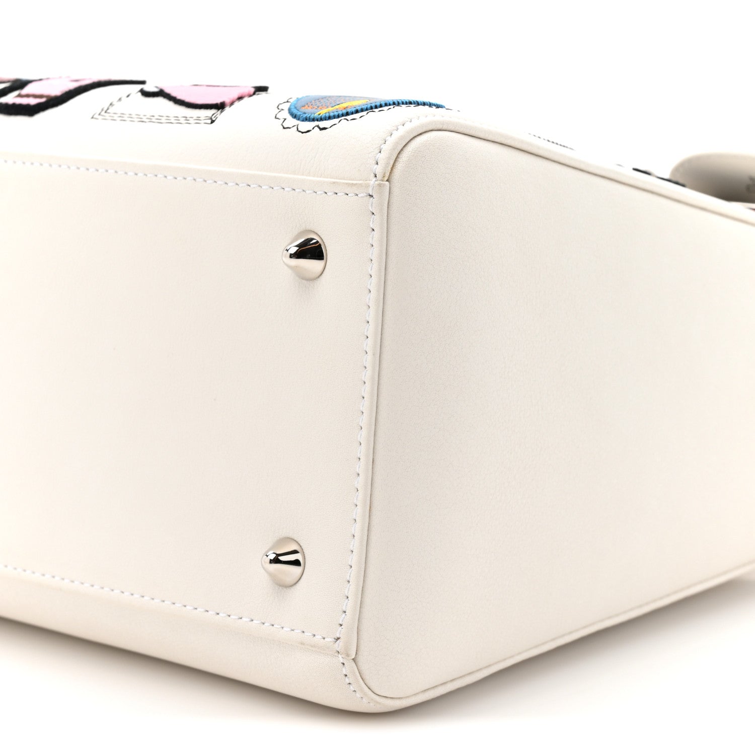 Christian Dior Smooth Calfskin Patch Embellished Medium Lady Dior White 9 of 12