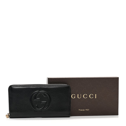 Gucci Pebbled Calfskin Soho Zip Around Wallet Black 8 of 8
