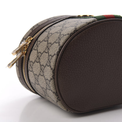 Gucci GG Supreme Monogram Textured Calfskin Web Ophidia Vanity Cosmetic Case Beige Ebony New Acero 6 of 9