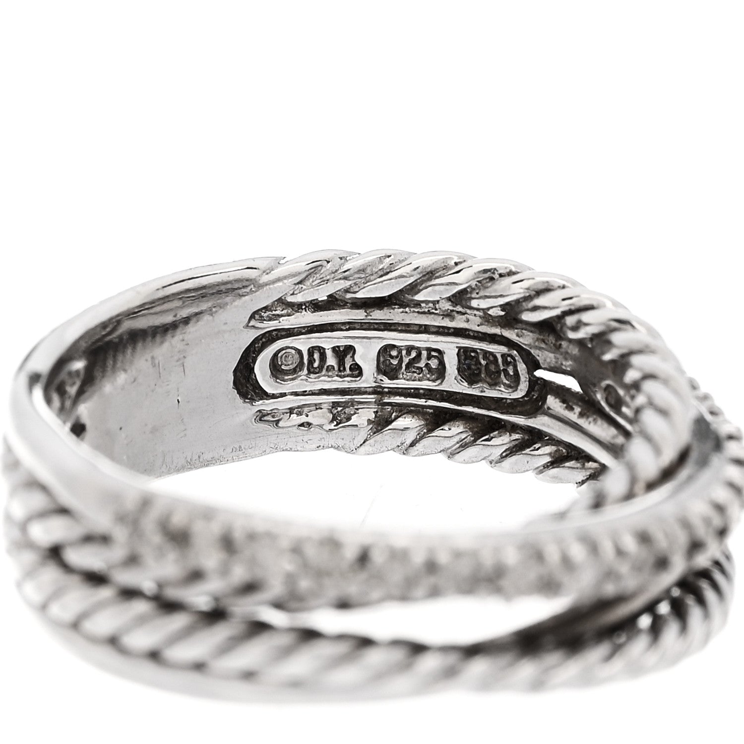 David Yurman Sterling Silver 14K White Gold Diamond 7mm Crossover Ring 51 5.75 4 of 4