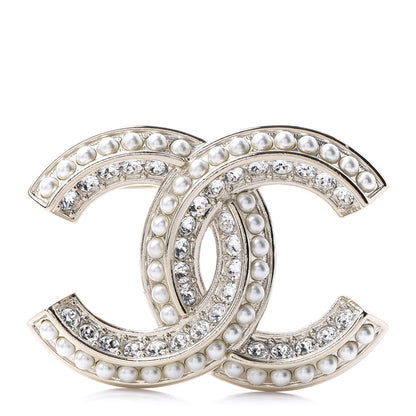 Chanel Crystal Pearl Chain Mania CC Earrings Gold 1 of 4