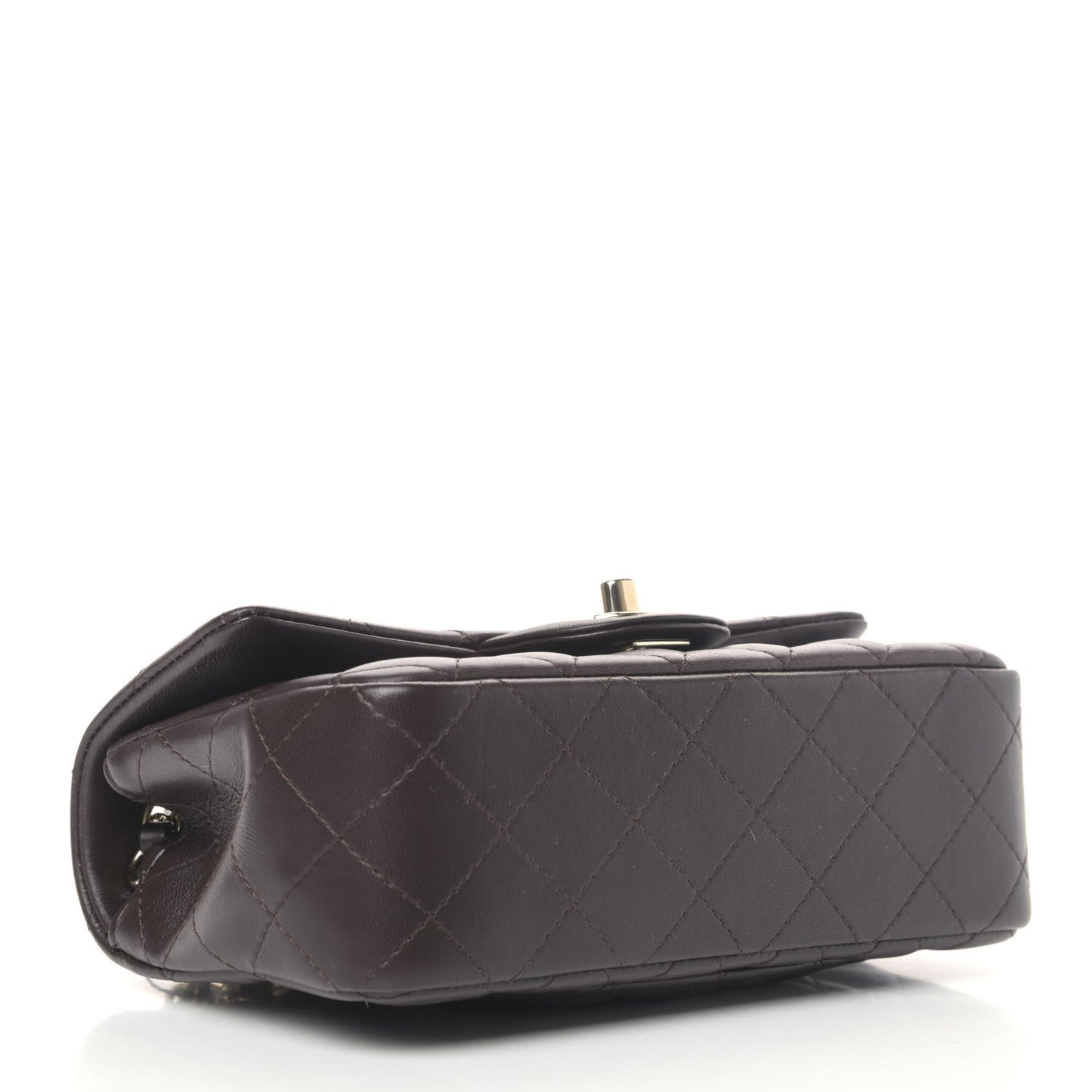Lambskin Quilted Mini Rectangular Flap Dark Brown