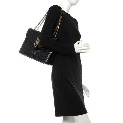 Saint Laurent Calfskin Y Quilted Monogram Medium Loulou Chain Satchel Black 3 of 10