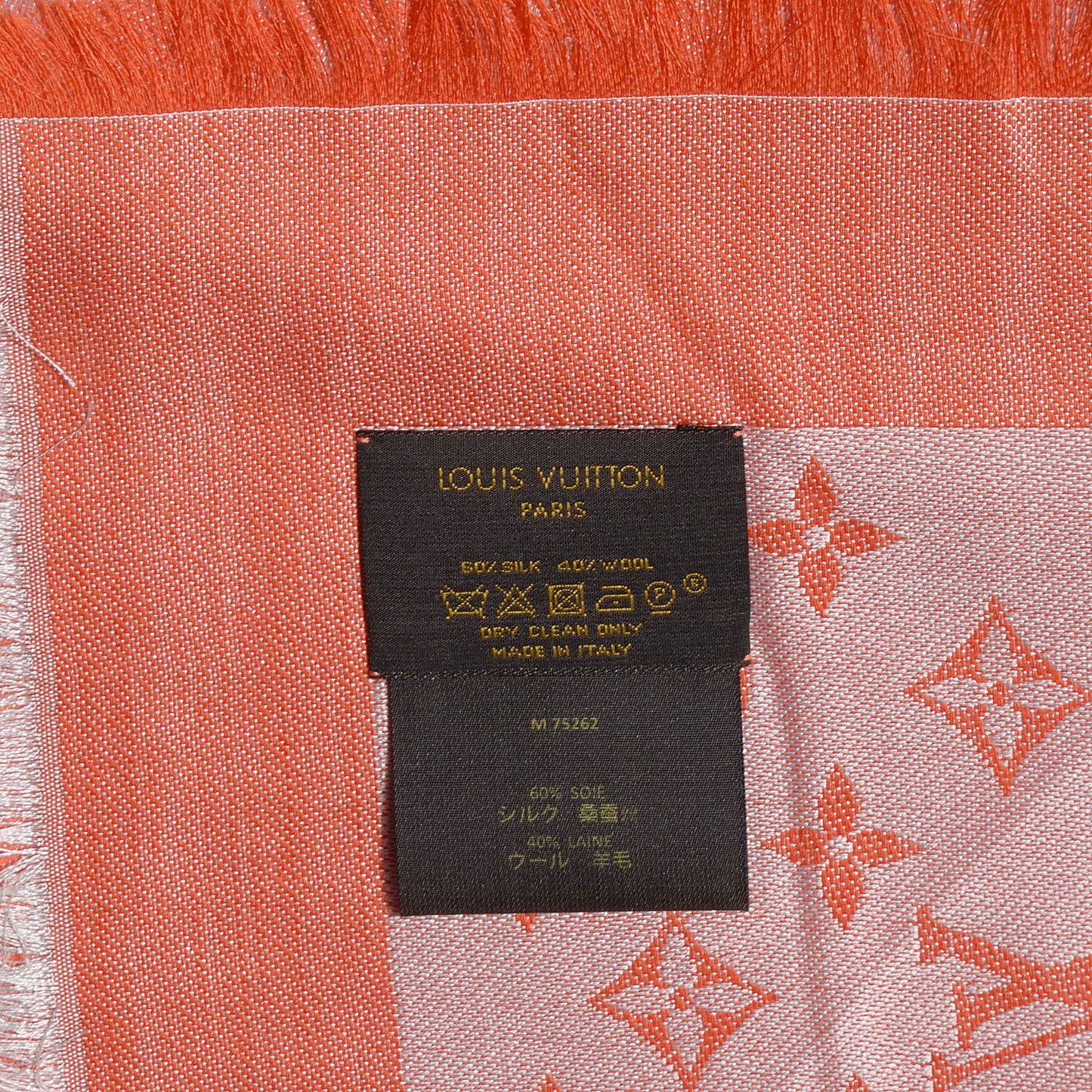 Wool Silk Monogram Denim Shawl Piment