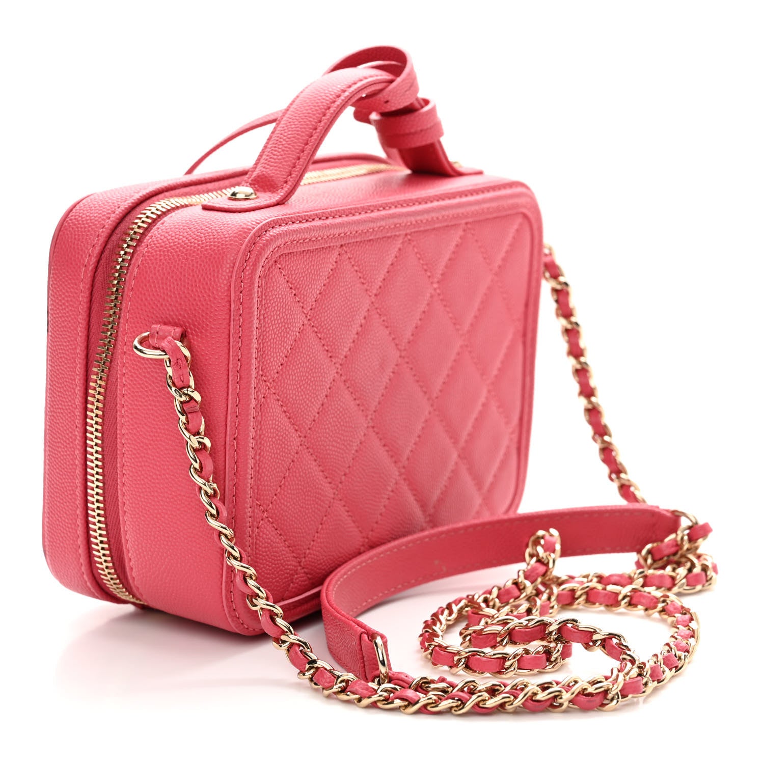 Chanel Caviar Quilted Small CC Filigree Vanity Case Rose 3 of 15