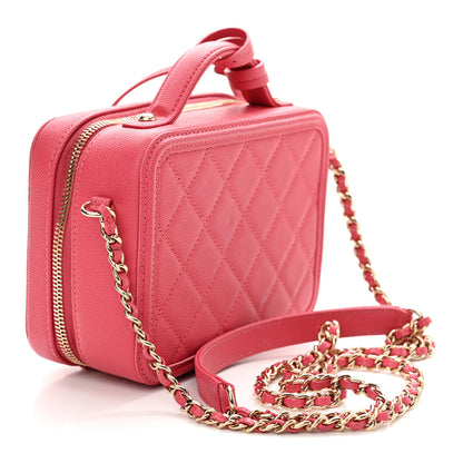 Chanel Caviar Quilted Small CC Filigree Vanity Case Rose 3 of 15