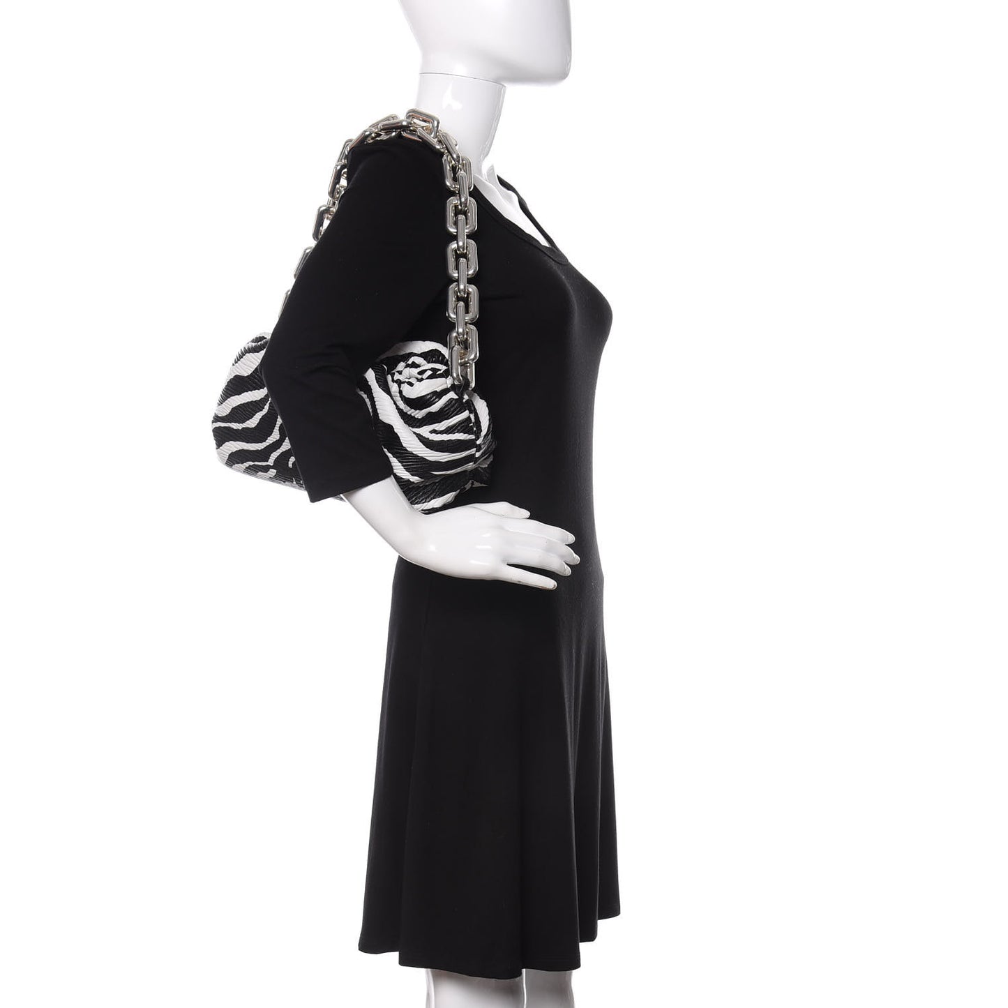 Nappa Zebra Print The Pouch Chain White Black