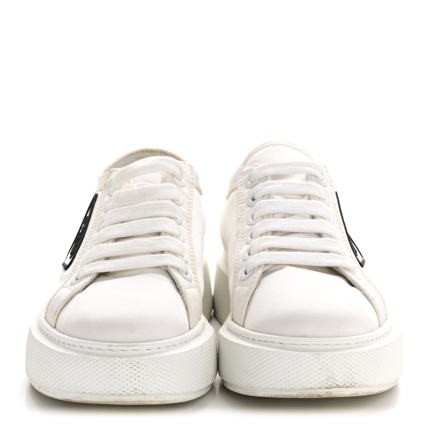 Prada Nylon Gabardine Triangle Logo Platform Sneakers 35 White 3 of 8