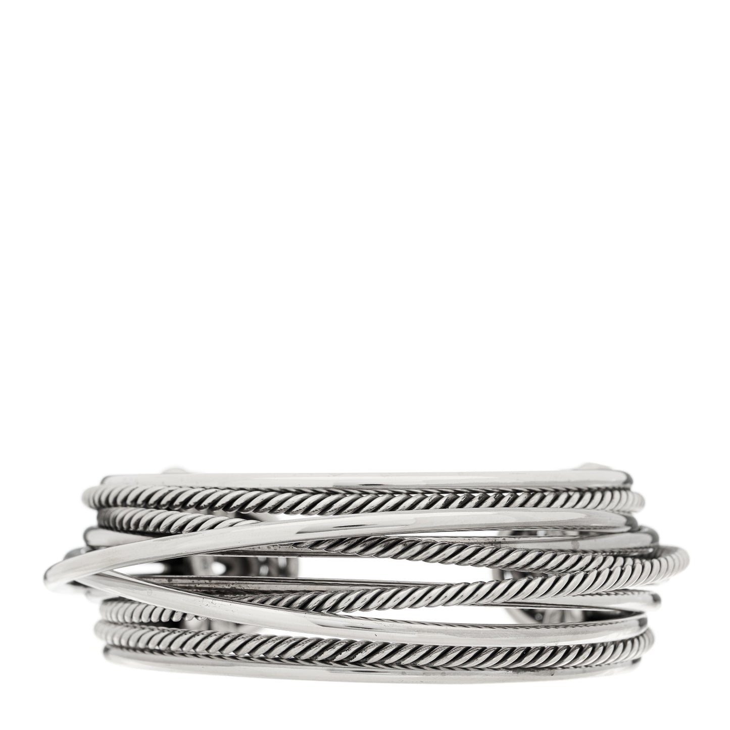 Sterling Silver 24mm Crossover Four Row Cuff