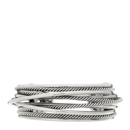 David Yurman Sterling Silver 24mm Crossover Four Row Cuff 1 of 4