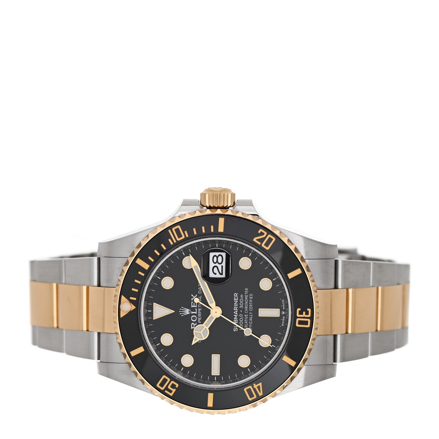 Stainless Steel 18K Yellow Gold 41mm Submariner Date Watch Black 126613LN
