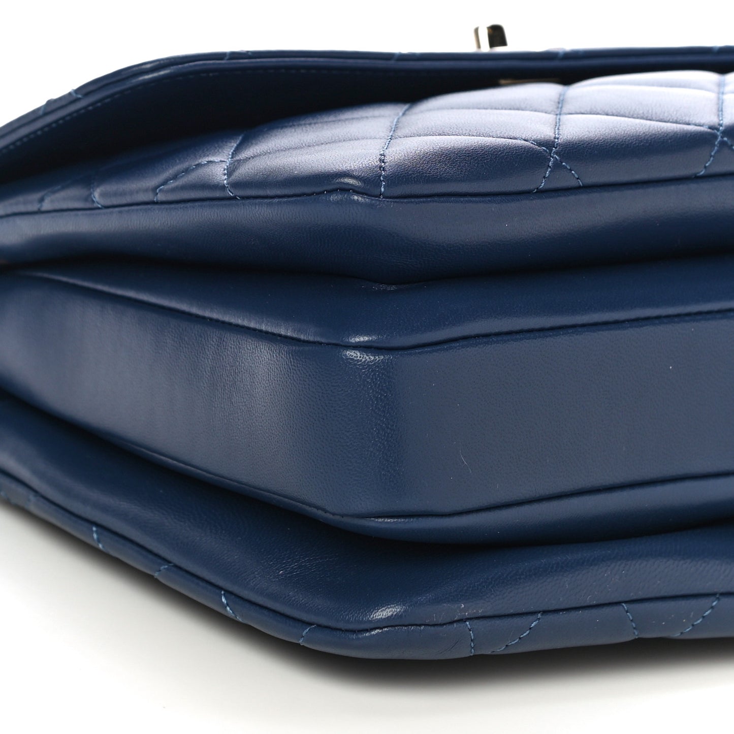 Lambskin Quilted Small Trendy CC Flap Dual Handle Bag Navy