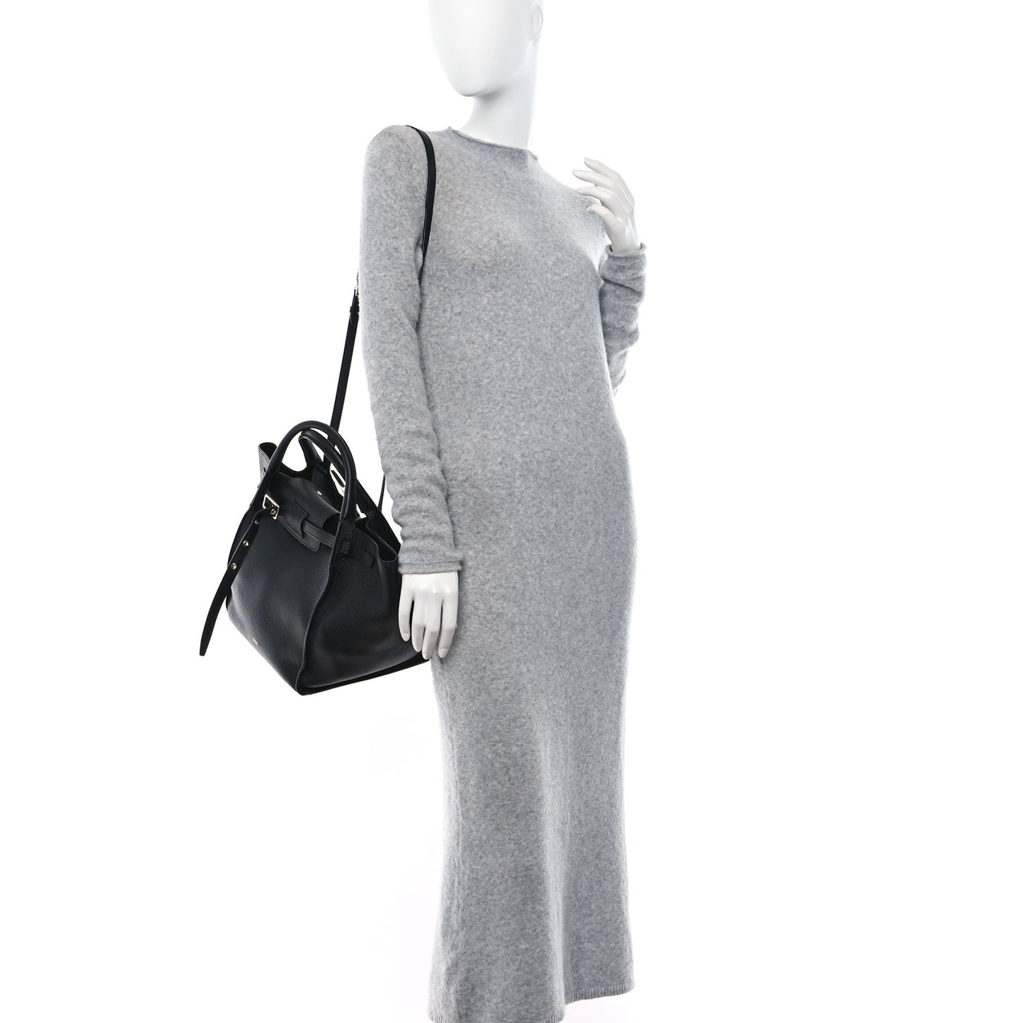 Supple Grained Calfskin Small Big Bag Black