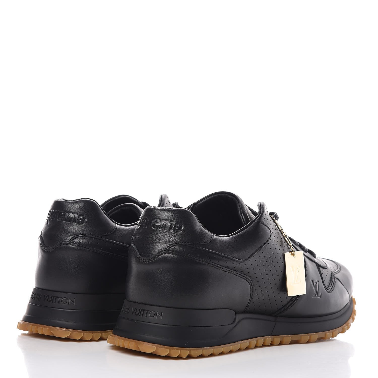 Louis Vuitton X SUPREME Calfskin Run Away Sneakers 7 Black 4 of 9