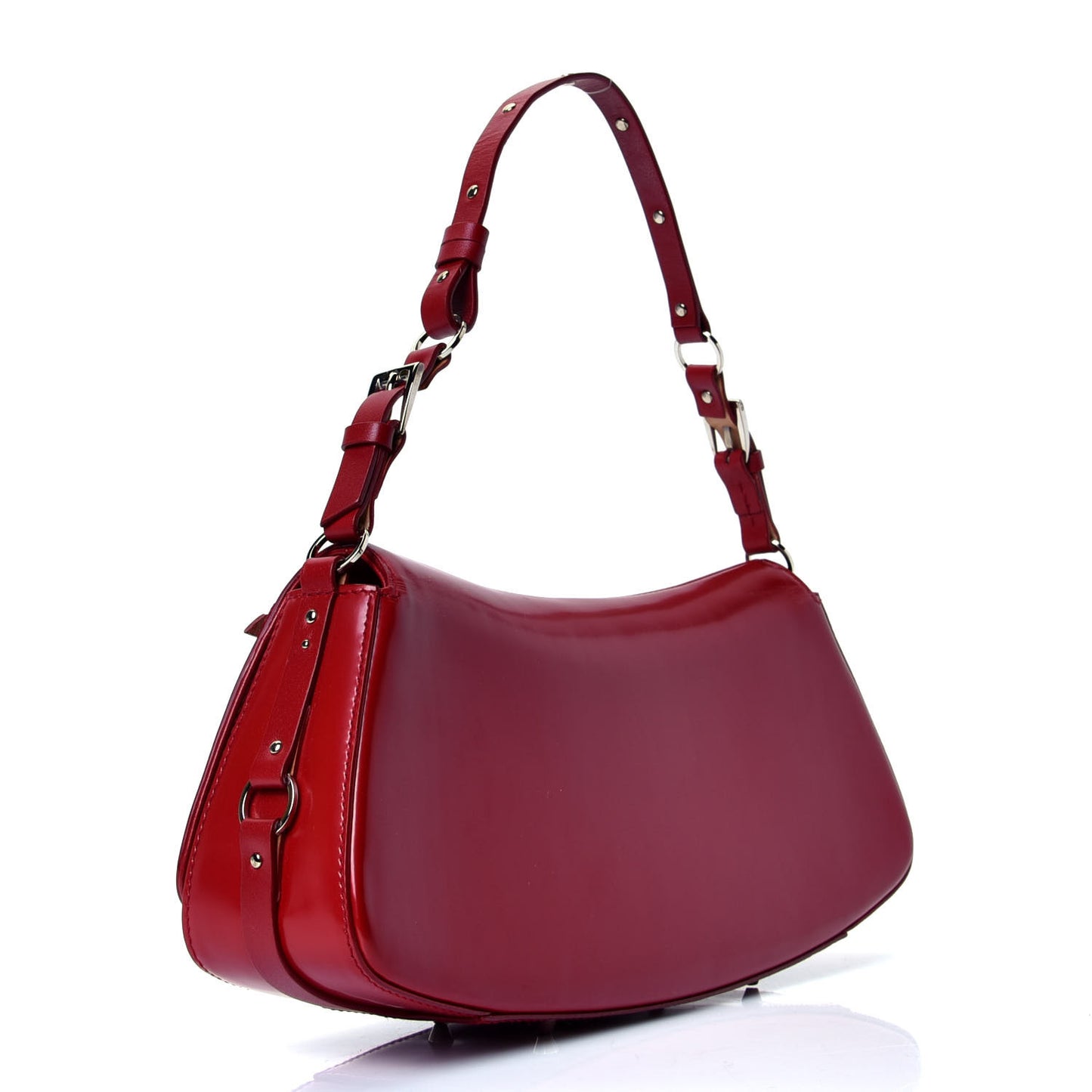 Glazed Calfskin Shoulder Bag Rouge