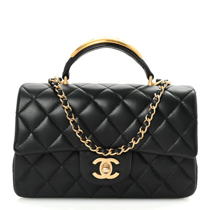 Chanel Lambskin Quilted Metal Mini Top Handle Rectangular Flap Black 1 of 9