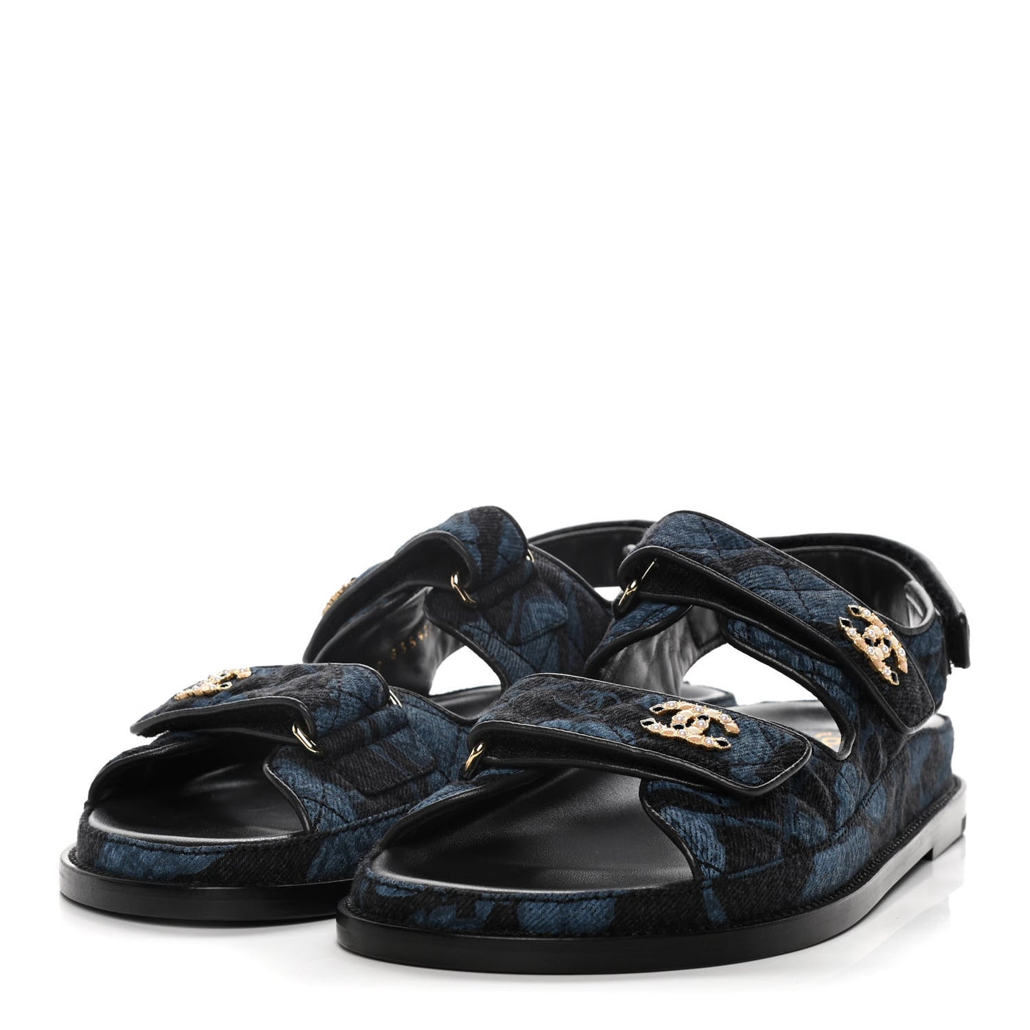Denim Velcro Dad Sandals 39 Dark Grey Blue Black