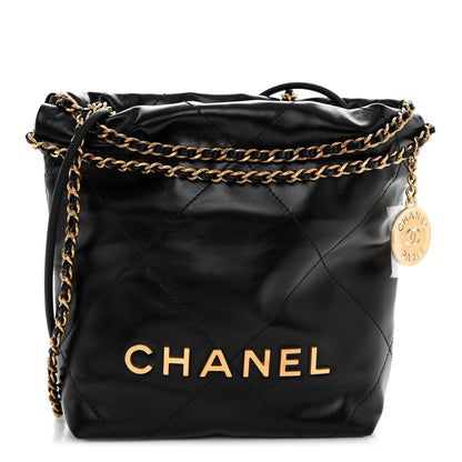 Chanel Shiny Calfskin Quilted Mini Chanel 22 Black 1 of 10