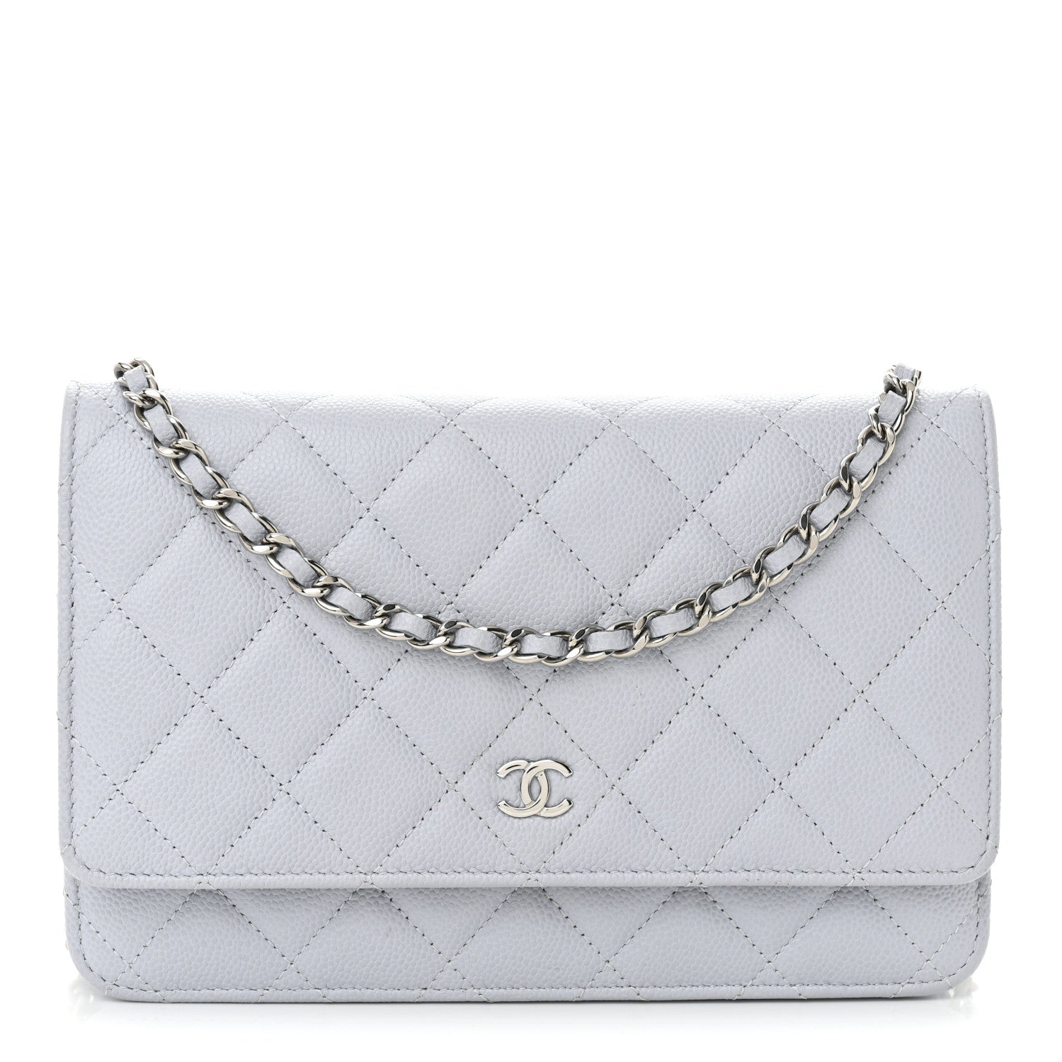Chanel Caviar Quilted Wallet On Chain WOC Light Grey 1 of 11