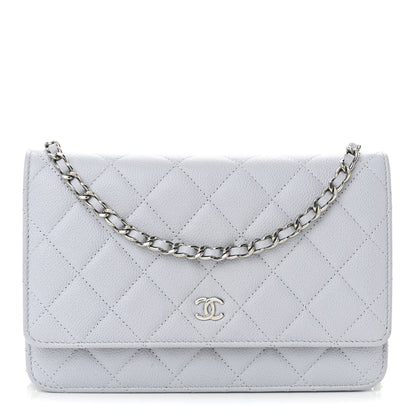 Chanel Caviar Quilted Wallet On Chain WOC Light Grey 1 of 11