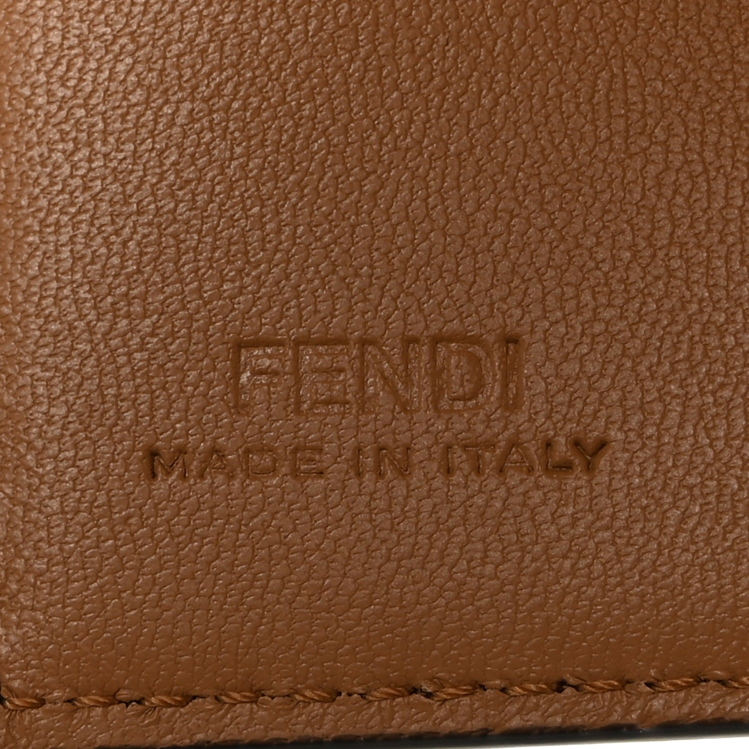 Fendi Nappa Matisse FF Diagonal Embossed Micro Tri-Fold Wallet Miele Scuro 6 of 10