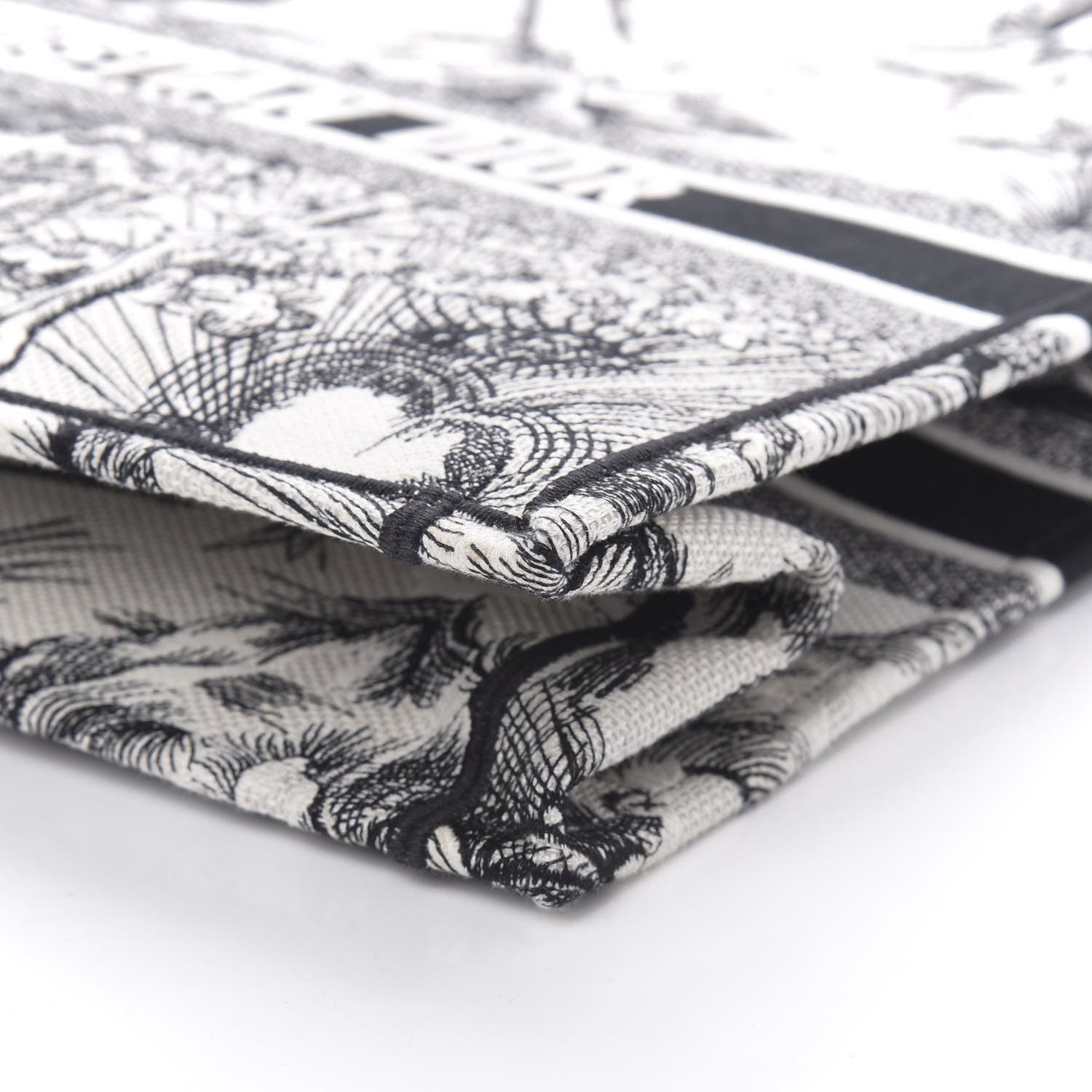 Christian Dior Canvas Embroidered Toile De Jouy Book Tote White Black 9 of 10