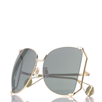 Gucci Oversized Round Sunglasses GG0252S Gold 8 of 9