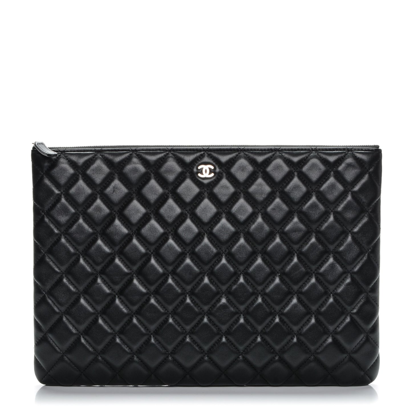 Lambskin Quilted Large Cosmetic Case Black