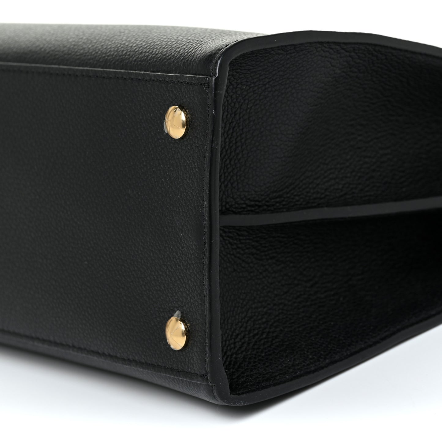 Grainy Calfskin Medium Title Bag Black