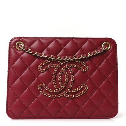 Chanel Calfskin Quilted Small CC Chain Accordion Tote Red 1 of 10